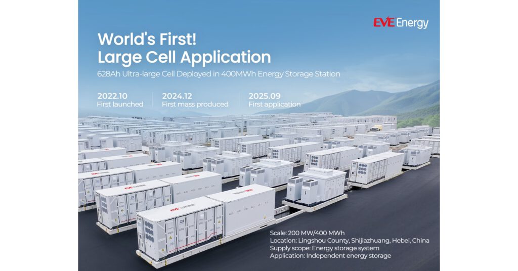 EVE Energy Grid-Connects 400MWh Storage with 628Ah Cells
