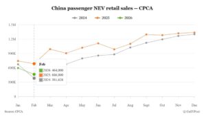 China's February NEV Sales Drop Amid Holiday, Incentive Cuts